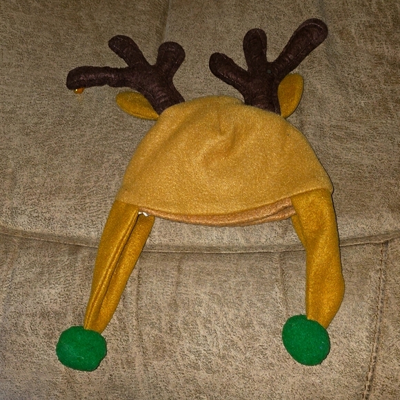 Reindeer Toddler Hat with Bells on Antlers - Picture 4 of 8